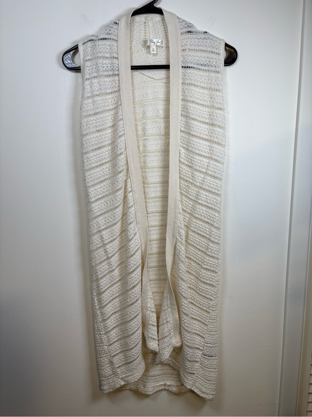 Say What? Cream Open-Front Knit Sweater Vest